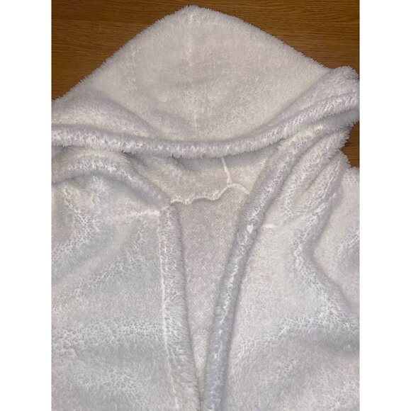 Fluffy White Hooded Sherpa Jacket For Women - Picture 2 of 4